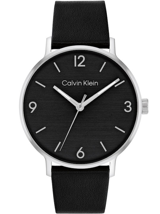 Calvin Klein Modern Ανδρικό Ρολόι 42mm Μπαταρίας με Μαύρο Δερμάτινο Λουράκι