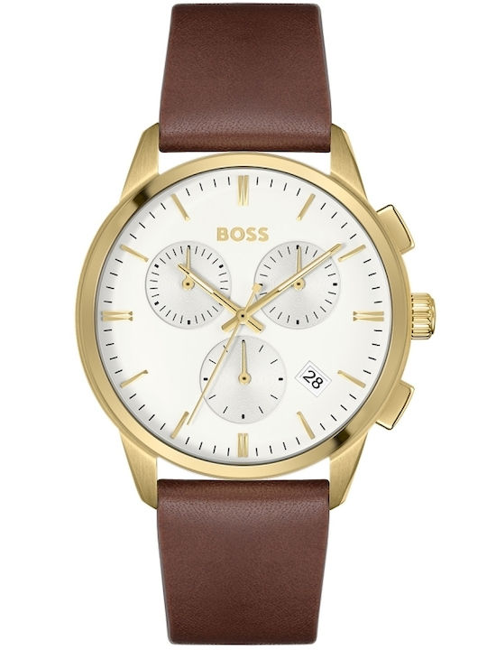Hugo Boss Dapper Herrenuhr 43mm Chronograph Batterie mit Braun