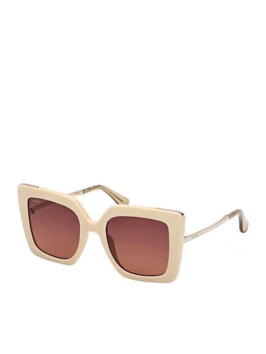 Max Mara Women's Sunglasses with Beige Plastic Frame and Brown Gradient Lens MM 0051 25F