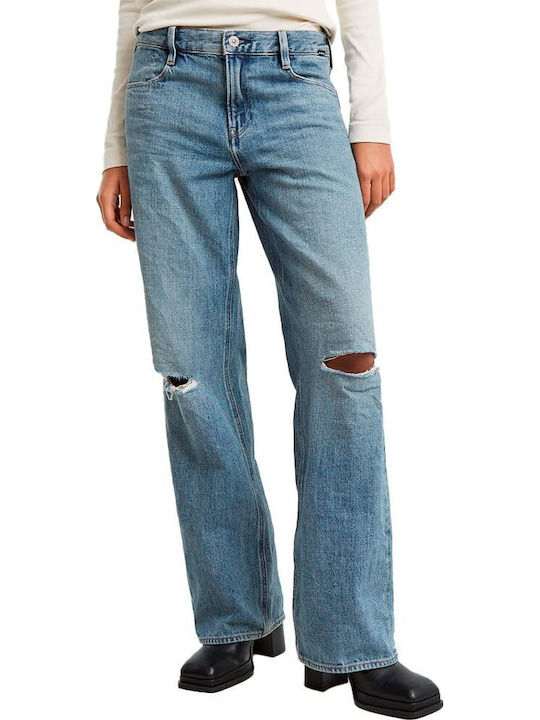 Judee Ultra Low Rise Women's Jean Pants in Loose Fit Medium Aged Denim