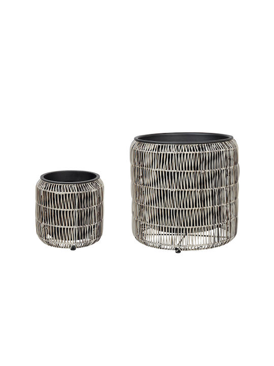 Set 2 Light Brown Rattan Flower Pots Brodiea