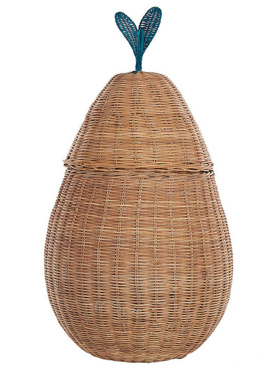 Beliani Καλάθι Αποθήκευσης Rattan με Καπάκι Μπεζ 40cm