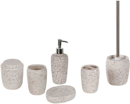 Beliani Set Accesorii Pentru Baie Ceramic Alb 6 Bucăți