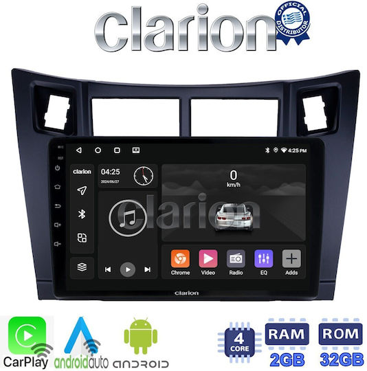 Clarion Auto-Audiosystem für Toyota Yaris 2006 > 2011 (Bluetooth/USB/WiFi/GPS/Apple-Carplay/Android-Auto) mit Touchscreen 9"