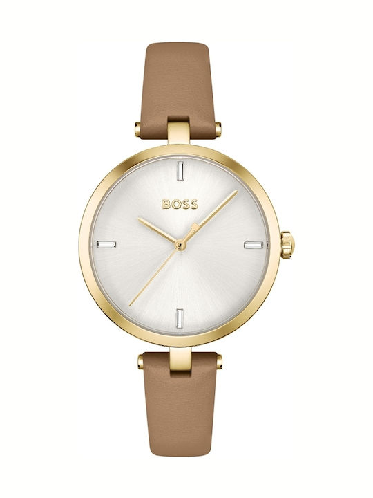 Boss Majesty Collection Damen Uhr mit Braun Lederarmband