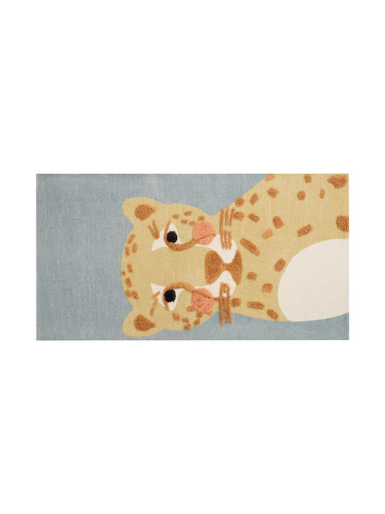 Cotton Children's Rug Leopard Motif 80 X 150 Cm Yellow-gray Tangse