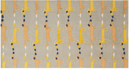 Kinderteppich aus Baumwolle mit Fuchsmotiv 80 x 150 cm Grau Bankgo