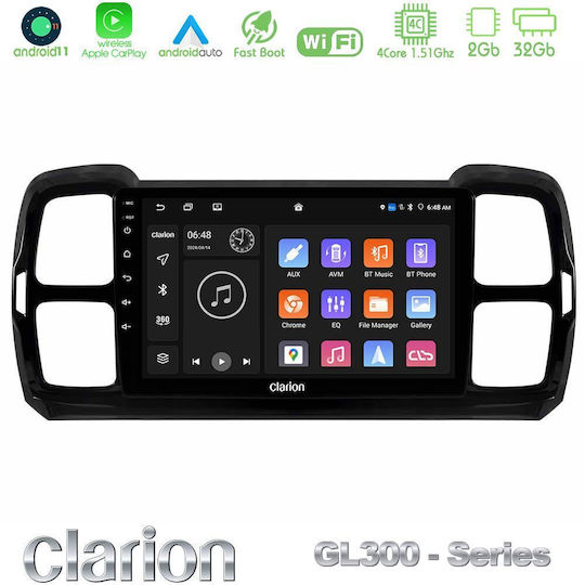 Clarion Car Audio System for Citroen DS5 2017-2021 with Touch Screen 9" Bluetooth USB AUX Wi-Fi GPS Apple CarPlay Android Auto