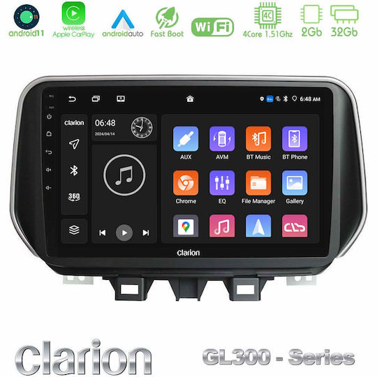 Clarion Auto-Audiosystem für Hyundai iX35 2018-2020 (Bluetooth/USB/WiFi/GPS/Apple-Carplay/Android-Auto) mit Touchscreen 10"