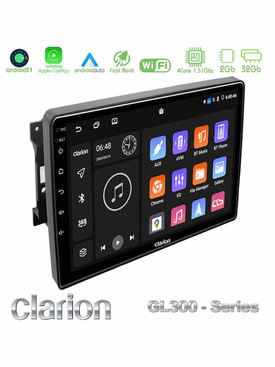 Clarion Car Audio System for Jeep Commander / Compass / Grand Cherokee / Patriot Dodge Caliber Chrysler 300C / PT Cruiser 2022-2023 (Bluetooth/USB/AUX/WiFi/GPS/Apple-Carplay/Android-Auto) with Touch Screen 10"