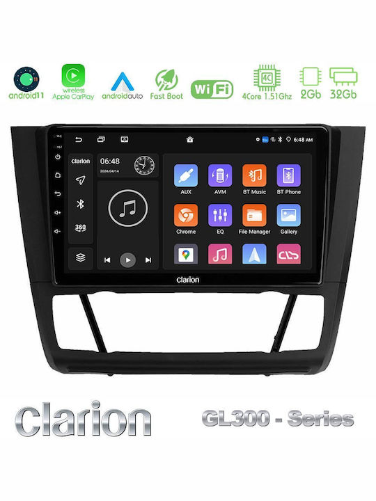 Clarion Sistem Audio Auto pentru BMW E81 / E82 / E87 2004-2013 cu A/C (Bluetooth/USB/WiFi/GPS/Apple-Carplay/Android-Auto) cu Ecran Tactil 9"