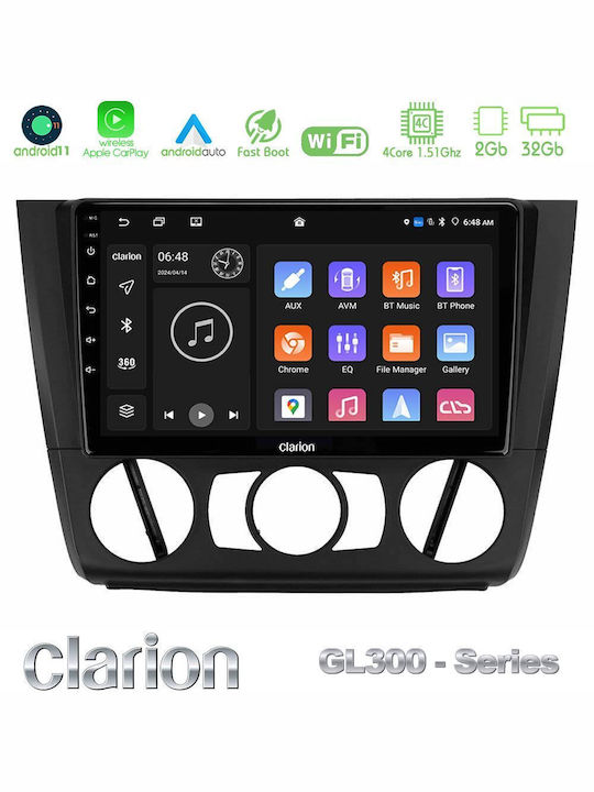 Clarion Sistem Audio Auto pentru BMW E81 / E82 / E87 2004-2013 cu A/C (Bluetooth/USB/WiFi/GPS/Apple-Carplay/Android-Auto) cu Ecran Tactil 9"