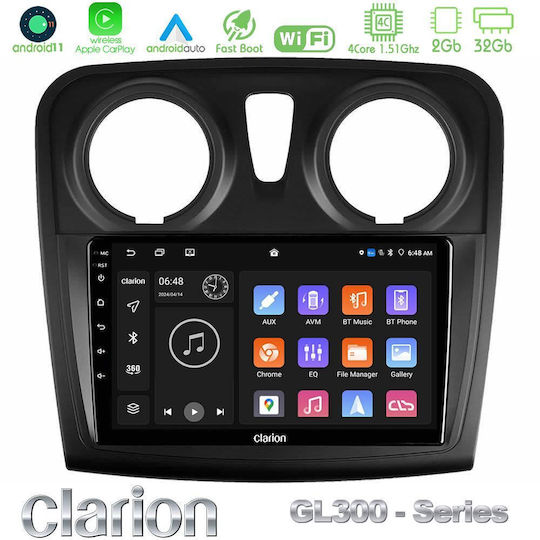 Clarion Auto-Audiosystem für Renault Dokker Dacia Sandero / Dokker 2014-2020 (Bluetooth/USB/WiFi/GPS/Apple-Carplay/Android-Auto) mit Touchscreen 9"