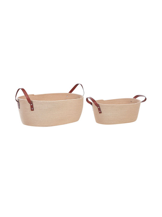 Set 2 Beige Cotton Baskets Gissar