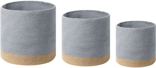 Set aus 3 grauen Baumwollkörben Beige Basima