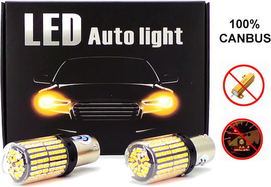 LED крушки 2x P21w Ba15s 12-24v Canbus оранжеви Premium