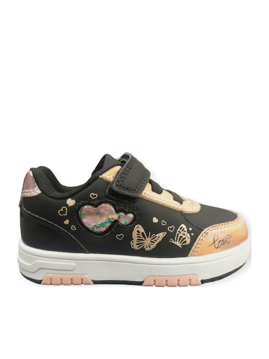 Πεταλούδα Παιδικά Sneakers με Σκρατς Μαύρο-Χρυσό