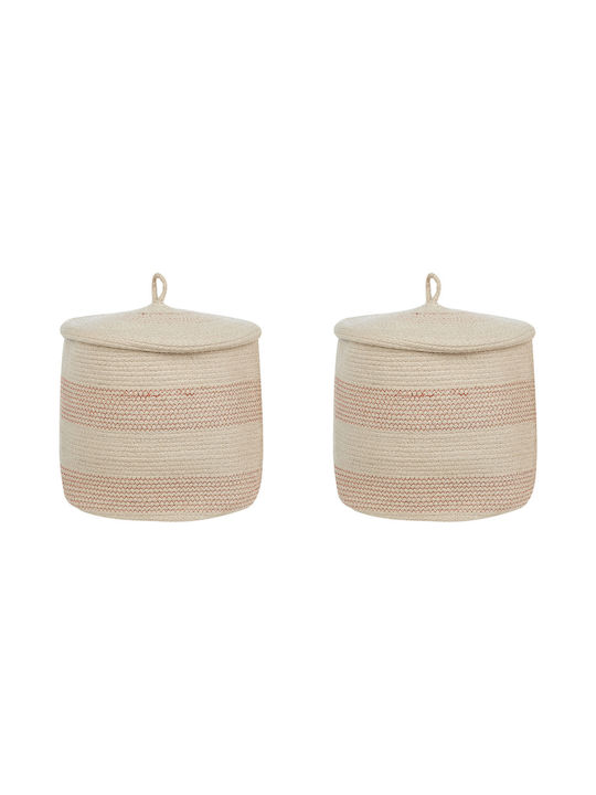 Beliani Set de coșuri decorative Din material textil cu capac Beige 2buc