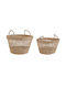 Beliani Set of Decorative Baskets Straw with Handles Beige 2pcs