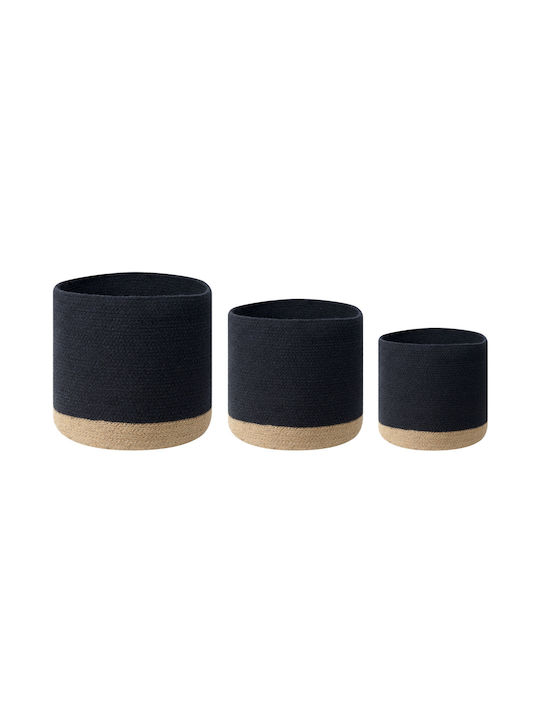 Beliani Set de coșuri decorative Din material textil Black 3buc