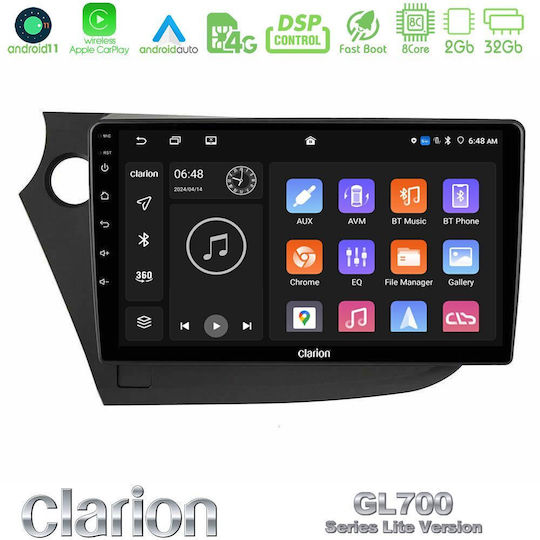 Clarion Car Audio System for Honda Insight 2009-2015 (Bluetooth/USB/WiFi/GPS/Apple-Carplay/Android-Auto) with Touch Screen 9"