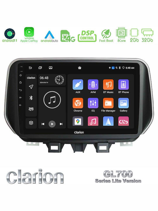 Clarion Auto-Audiosystem für Hyundai iX35 2018-2020 (Bluetooth/USB/WiFi/GPS/Apple-Carplay/Android-Auto) mit Touchscreen 10"