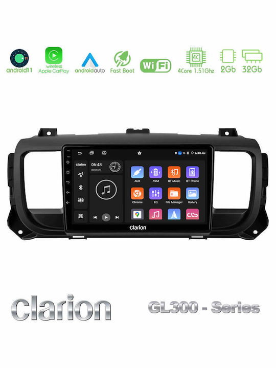 Clarion Car Audio System for Peugeot Expert / Traveller Opel Vivaro Toyota Proace Citroen Jumpy 2016-2021 (Bluetooth/USB/AUX/WiFi/GPS/Apple-Carplay/Android-Auto) with Touch Screen 9"