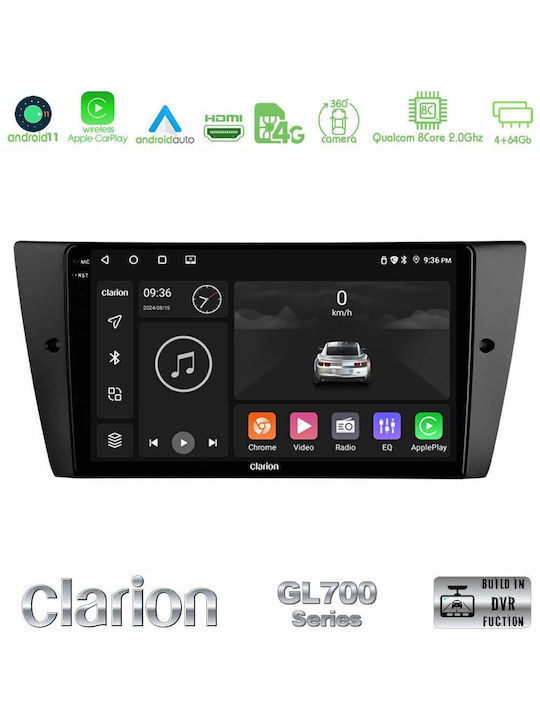 Clarion Car Audio System for BMW Series 3 / Series 3 (E90) / E90 2006-2011 (Bluetooth/USB/WiFi/GPS/Apple-Carplay/Android-Auto) with Touch Screen 9"