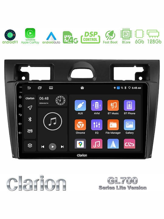 Clarion Ηχοσύστημα Αυτοκινήτου για Ford Fiesta / Fusion (Bluetooth/USB/WiFi/GPS/Apple-Carplay/Android-Auto) με Οθόνη Αφής 9"