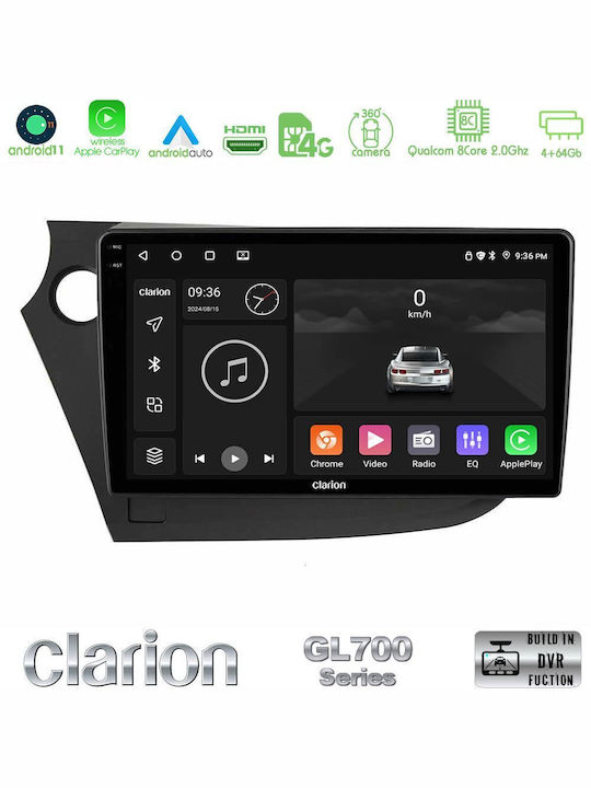 Clarion Auto-Audiosystem für Honda Einblick 2009-2015 (Bluetooth/USB/WiFi/GPS/Apple-Carplay/Android-Auto) mit Touchscreen 9"