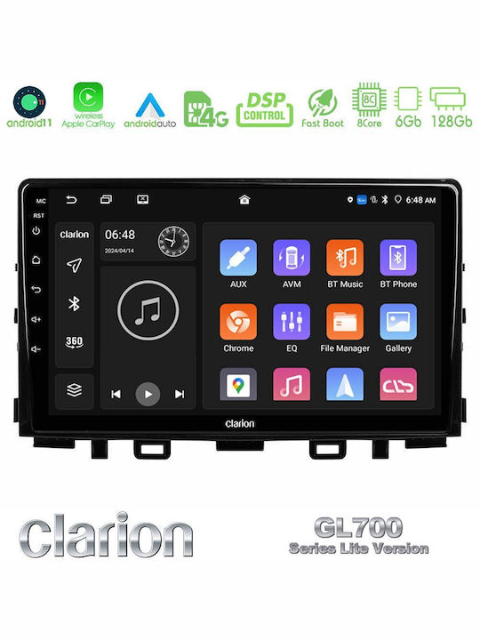 Clarion Sistem Audio Auto pentru Kia Stonic / Rio 2018 (Bluetooth/USB/WiFi/GPS/Apple-Carplay/Android-Auto) cu Ecran Tactil 9"