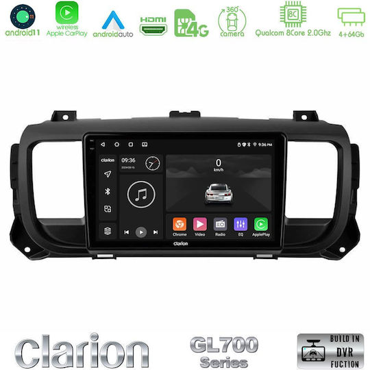 Clarion Car Audio System for Peugeot Expert / Traveller Opel Vivaro Toyota Proace Citroen Jumpy 6125 (Bluetooth/USB/WiFi/GPS/Apple-Carplay/Android-Auto) with Touch Screen 9"
