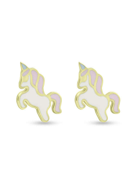 Cercei pentru copii Studs Unicorni din Aur