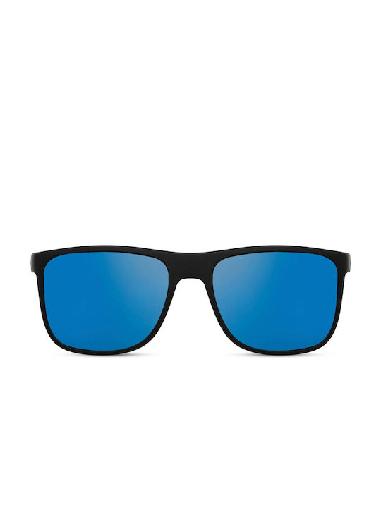 LimeShade Men's Sunglasses with Black Plastic Frame and Blue Mirror Lens LS2870