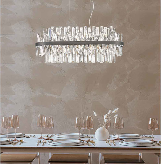 Viokef Hängelampe Silber Schiene für 8 Lampen G9 81x143cm.