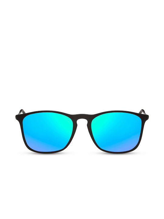 LimeShade Sunglasses with Black Plastic Frame and Blue Mirror Lens LS491