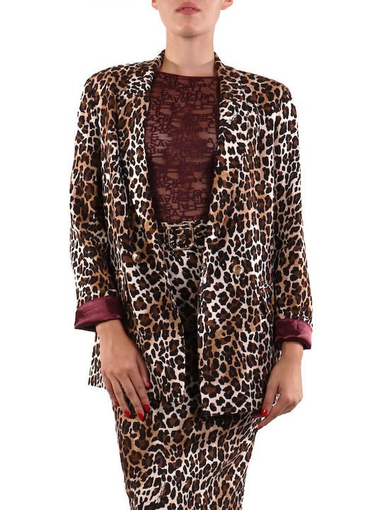 Elisabetta Franchi Women's Double Breasted Blazer Brown, Beige