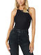 Sleeveless Bodysuit Slim Fit Black