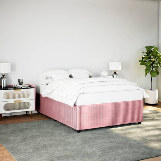 Pink Velvet Bed Frame 140x200 cm