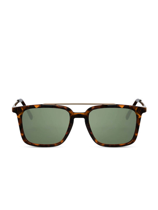 LimeShade Men's Sunglasses with Brown Tartaruga Frame and Green Lens LS5568