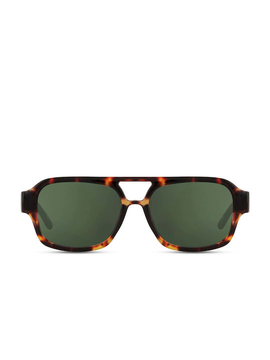 LimeShade Sunglasses with Brown Tartaruga Plastic Frame and Green Lens LS6830