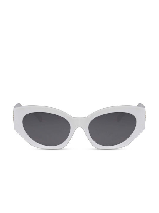 LimeShade Women's Sunglasses with White Plastic Frame and Gray Lens LS8013