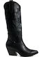 Leder Damenstiefel Cowboy Schwarz
