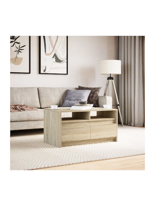 Rectangular Central Wooden Coffee Table with Drawers Sonoma Oak M90xW50xH45.5cm