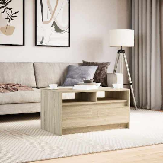 Rectangular Central Wooden Coffee Table with Drawers Sonoma Oak M90xW50xH45.5cm