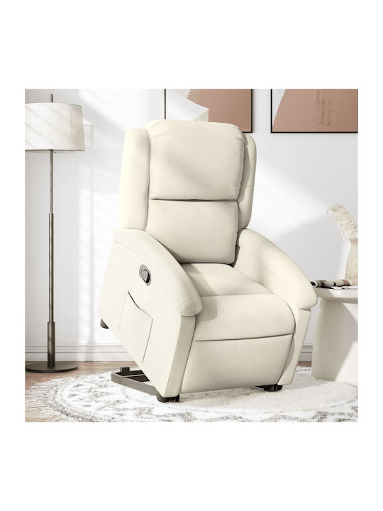 Relaxsessel mit Fußhocker Samt Cream 71x86.5x99...