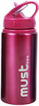 Must Aluminum Bottle with Straw Metallic Pink 500ml