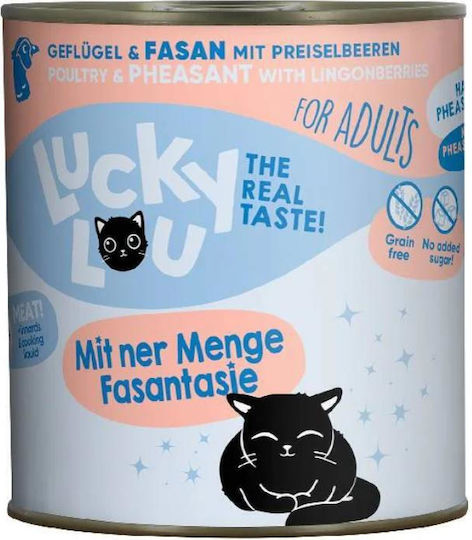 Lucky Lou LifeStage Hrană Umedă pentru Pisici Adulte în Conservă cu Păsări de curte și Fazan fără Cereale 800gr Merisor roșu