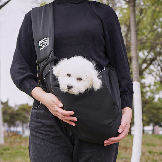Dog Cat Carrier Polyester Fabric 2-Sided Up to 6.5 kg L50xW20xH75cm Black