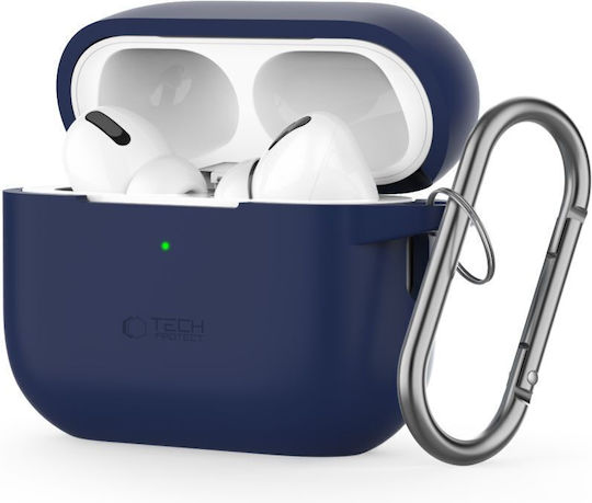 Tech-Protect Hülle Silikon mit Haken in Marineblau Farbe für Apple AirPods Pro 2